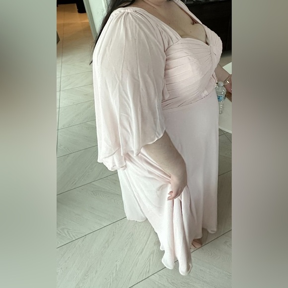 Azazie Blush Pink Chiffon Plus Size Bridesmaid Dress - Picture 9 of 10